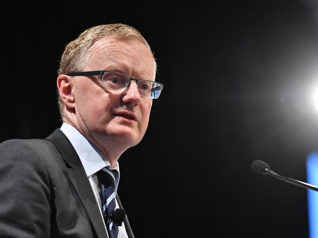 The Governor of the Reserve Bank of Australia (RBA), Dr Philip Lowe is seen during a speech to the Queensland branch of the Economic Society of Australia at the Hilton Hotel in Brisbane, Tuesday, May 21, 2019. Dr Lowe said during his speech that the RBA board will consider the case for a cash rate cut when it meets next month. (AAP Image/Darren England) NO ARCHIVING