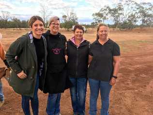 I WAKE UP WITH TODAY: Gidgee's Bush Camp staff in Morven with Today Show weather presenter Natalia Cooper this morning. Picture: Contributed