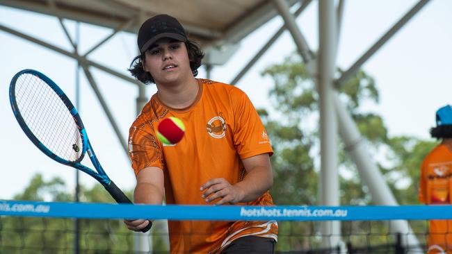 Dylan Archer at the start of the 2023 National Indigenous Tennis Carnival. Picture: Pema Tamang Pakhrin