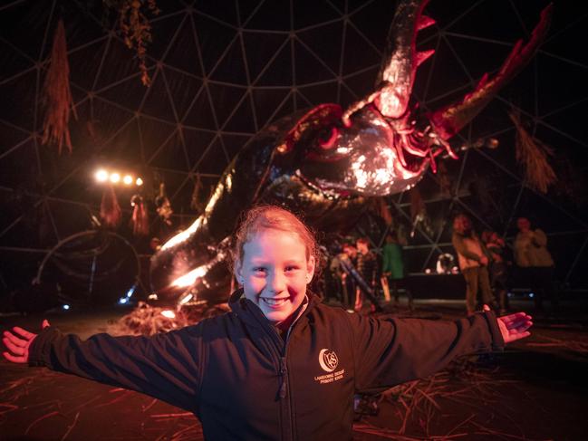 Ogoh-ogoh, The Purging, a totem like sculpture derived from a Balinese Hindu purification ritual and crafted by Balinese artists, Lansdowne Crescent Primary School student Abby Cameron 10. Picture: Chris Kidd