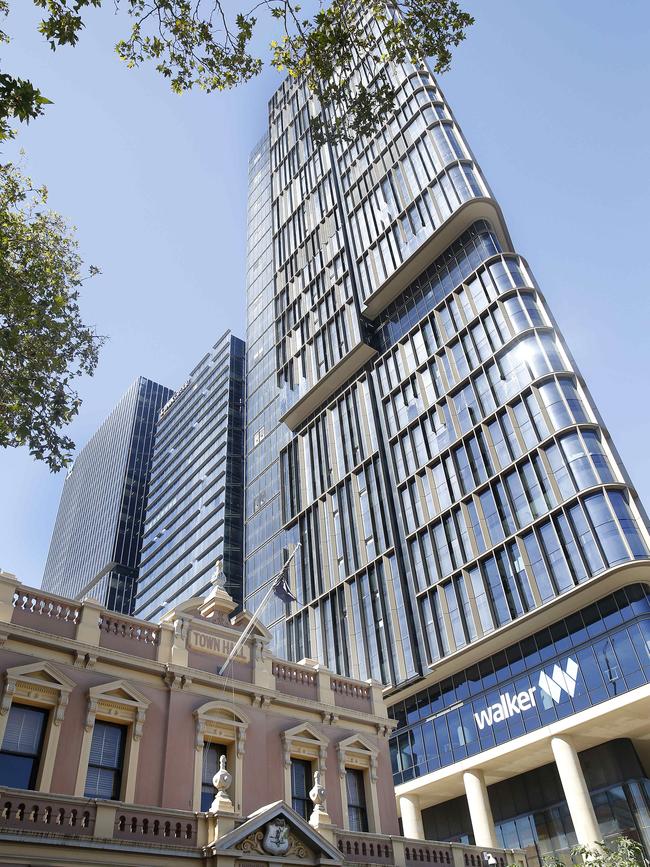 6-8 Parramatta Square towers dwarf Parramatta Town Hall. Picture: John Appleyard