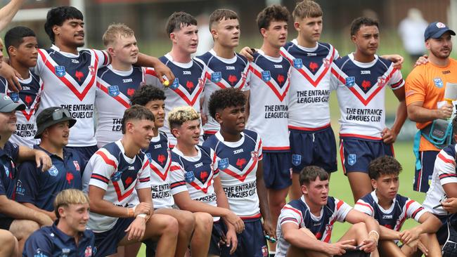 The victorious Central Coast Roosters after their round one win against the Monaro Colts in the Andrew Johns Cup. Picture: Sue Graham