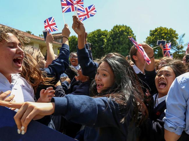 Students at Immaculate Heart High School and Middle school get into the spirit in Los Angeles, California. Picture: AFP Photo / David McNew