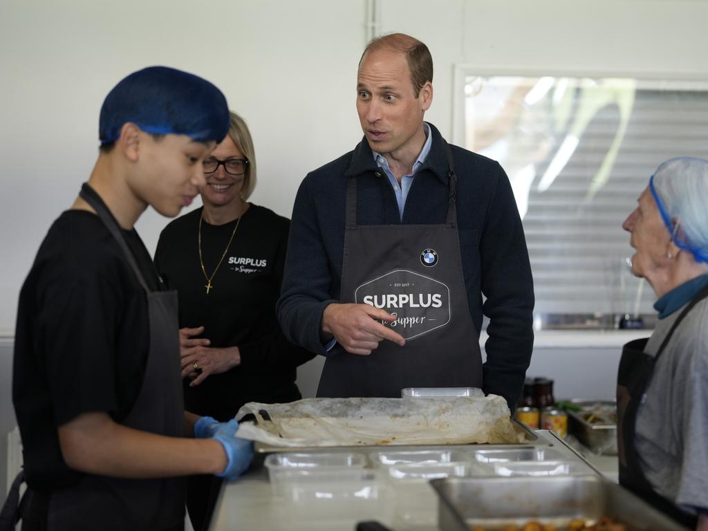 Prince William meets workers during a visit to a charity in Surrey. (Photo by Alastair Grant-WPA Pool/Getty Images)