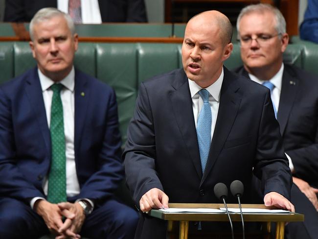 CANBERRA, AUSTRALIA - MAY 11: Treasurer Josh Frydenberg delivers the budget in the House of Representatives on May 11, 2021 in Canberra, Australia. The Morrison government's third budget has an increased focus on women, with almost $354 million in funding allocated for women's health, Treasurer Josh Frydenberg also outlined more than $10 billion in spending on major infrastructure projects across Australia aimed to help create local jobs and boost productivity in the COVID-affected national economy. Aged care will receive more than $10 billion over the next four years, in direct response to the findings of the Royal Commission into Aged Care Quality and Safety. (Photo by Sam Mooy/Getty Images)