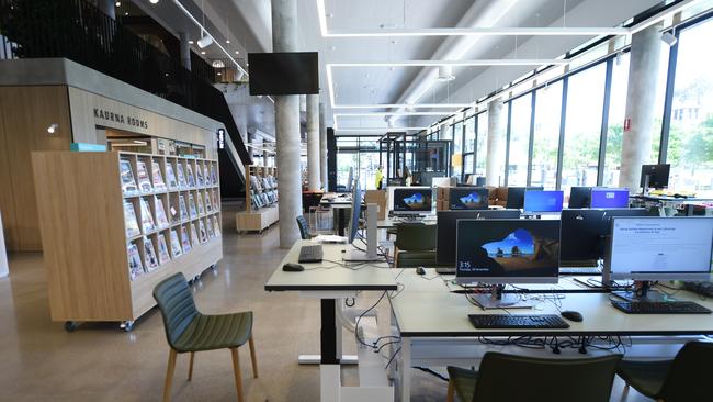 Work spaces have been provided throught the Salisbury Community Hub, with the latest information technology available for the public to use. Picture: Tricia Watkinson