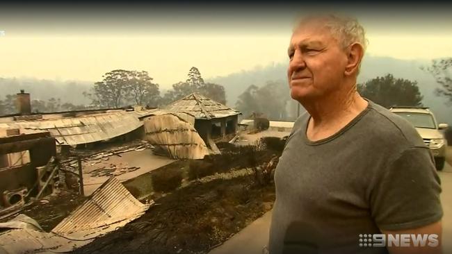 Ron Coote and his home. Picture: 9 News