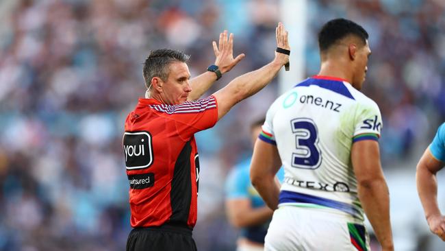 Fans have slammed the decision to sin bin Roger Tuivasa-Sheck on the weekend, but the NRL says the decision was correct. Picture: Chris Hyde/Getty Images