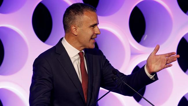 Premier Peter Malinauskas speaks on October 10 at the Social Media Summit at ICC Darling Harbour Sydney. Picture: NewsWire / John Appleyard