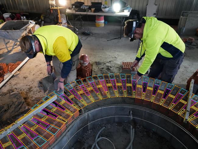 At Home 2023: April 15 issue, cover story on building in the metaverse, Fologram brick projects using augmented reality software. Holographic bricklaying. Picture: supplied