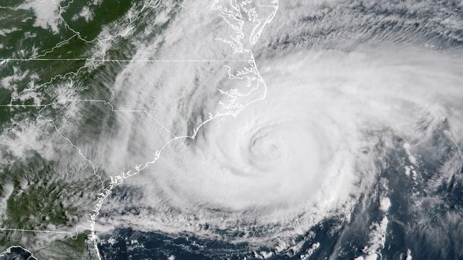 A satellite image provided by NOAA showing Hurricane Florence on the eastern coast of the United States last year. 