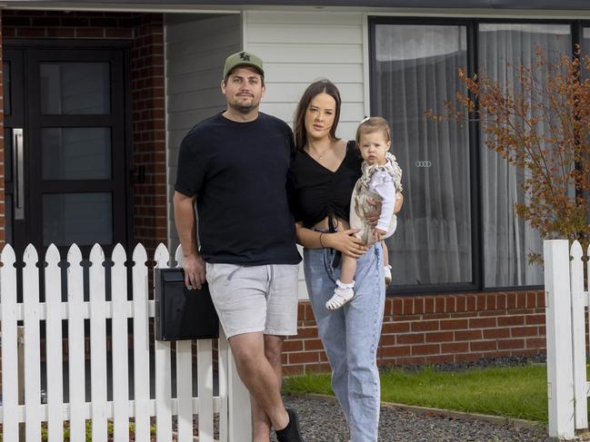 First homebuyers Sam and Christie Anne Christie-Anne St Guillaume and partner Sam Nielsen-Tuck recently bought their first home. Pictured with daughter Amelie age 1.Picture by Wayne Taylor 12th February 2023