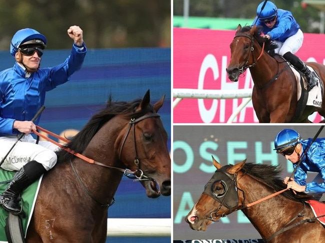 (Clockwise from left): Broadsiding, Zardozi and Golden Mile. Pictures: Getty Images