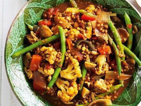 Vegetable and lentil curry.