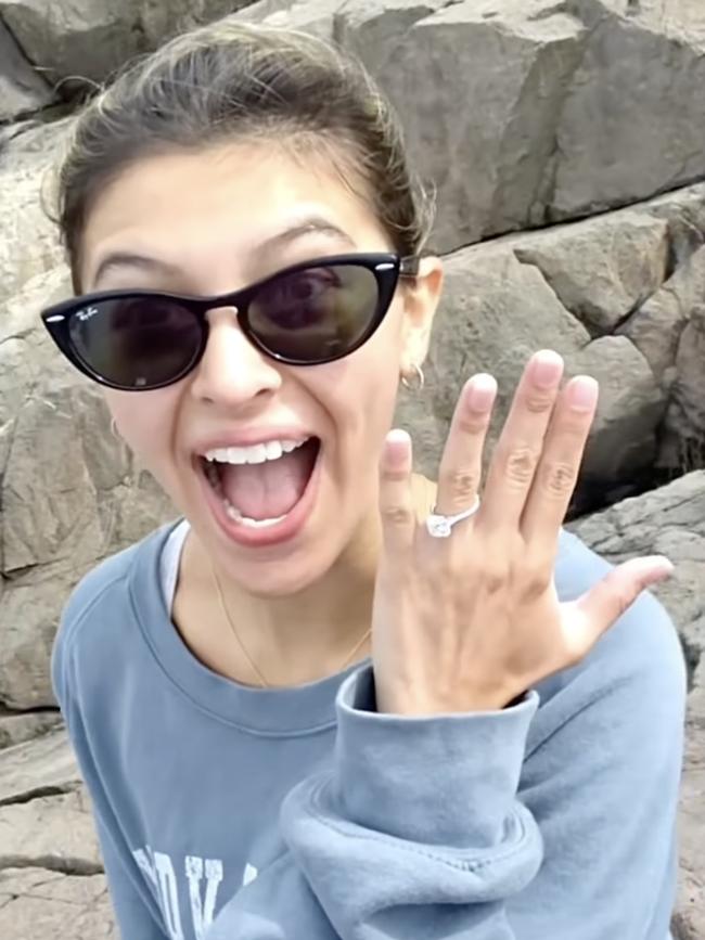 The 23-year-old, showed off her engagement ring. Picture: Instagram