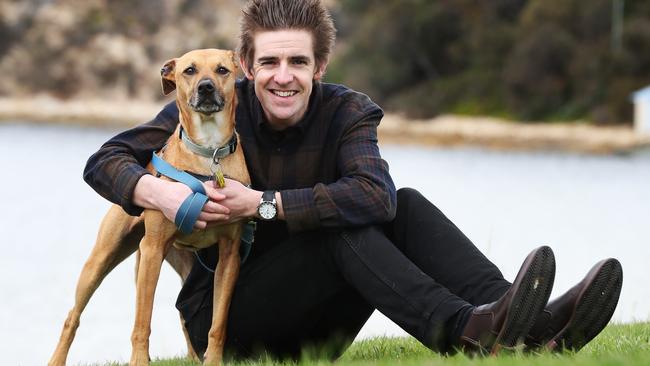 Ben Arthur with six-year-old whippet cross Molly. Picture: NIKKI DAVIS-JONES