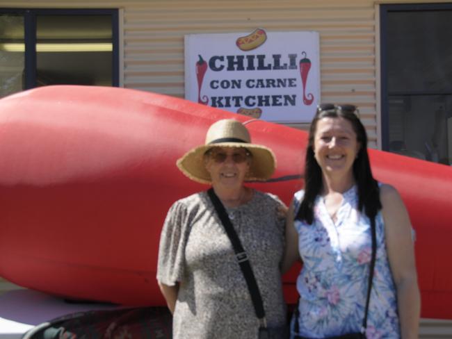 (From left) Cheryl Edgar and Katrina Dawes enjoying their Sunday at the Murphys Creek Chilli Festival. Picture: Isabella Pesch