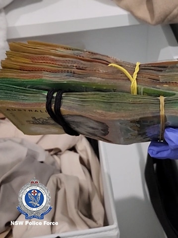 The cash seized by police. Picture: NSW Police