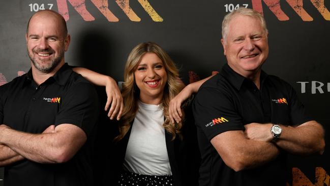 Mark Ricciuto, Laura O’Callaghan and Chris Dittmar. Picture: Triple M