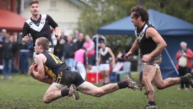 Goodwood’s Nick Burgess takes a diving mark. (AAP Image/Dean Martin)