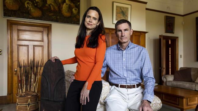 Stephanie Copus-Campbell and her husband General Angus Campbell, chief of the Australian Defence Force, at their home in Canberra. Picture: Sean Davey.