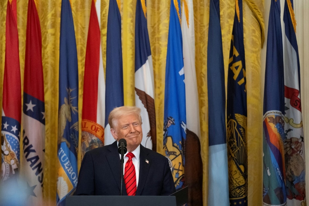 US President Donald Trump speaks before signing an executive order in the East Room of the White House