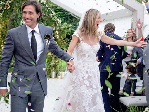 Gwyneth Paltrow and Brad Falchuck at their wedding. Picture: Supplied