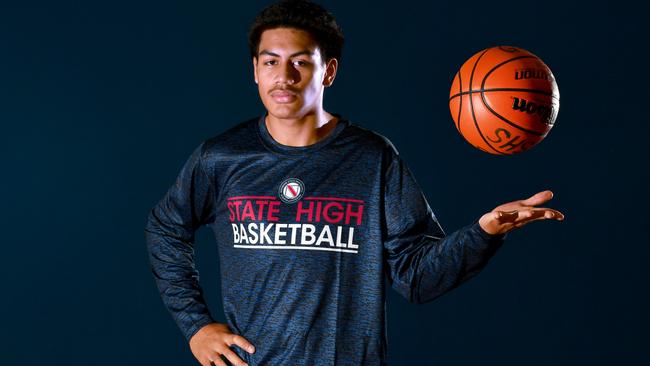 Brisbane State High School student and SD Spartans player Roman Siulepa's NBA dreams on track after being selected to attend the NBA Global Academy in Canberra. Picture: John Gass