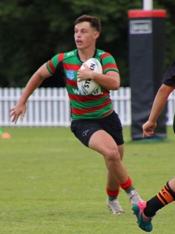 South Sydney Rabbitohs Harold Matthews captain and centre Daniel Wright playing against Balmain Tigers on unknown date in 2022. Picture: Justin Smith