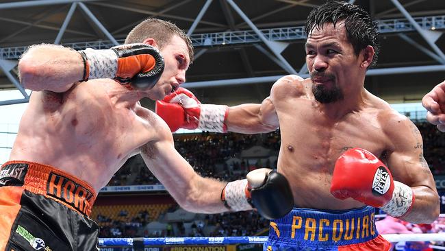 Jeff Horn of Australia (left) and Manny Pacquiao.