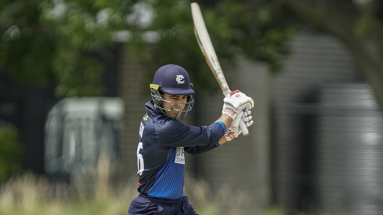 Premier - Damon Egan hits through the field for Prahran. Picture: Valeriu Campan