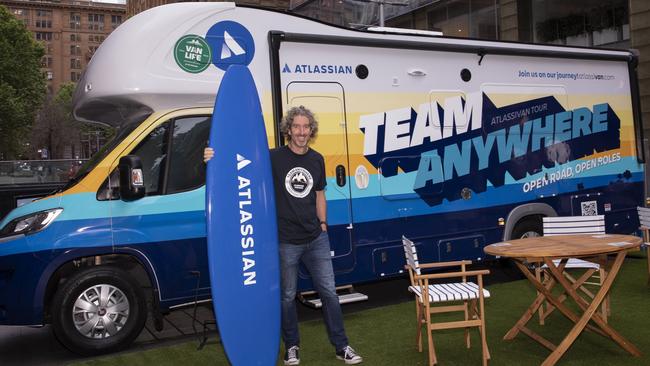 Scott Farquhar outside the Atlassian recruitment RV.