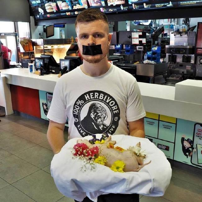 James Warden during a stunt in McDonald’s.