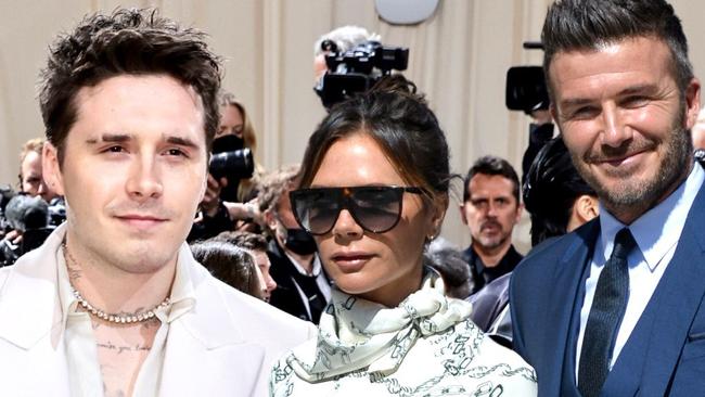 Brooklyn Beckham, Victoria Beckham and David Beckham. Picture: Getty Images