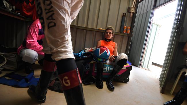 Calm before the storm: Cecily Eaton at the Birdsville Races. Picture: Dan Peled / AAP