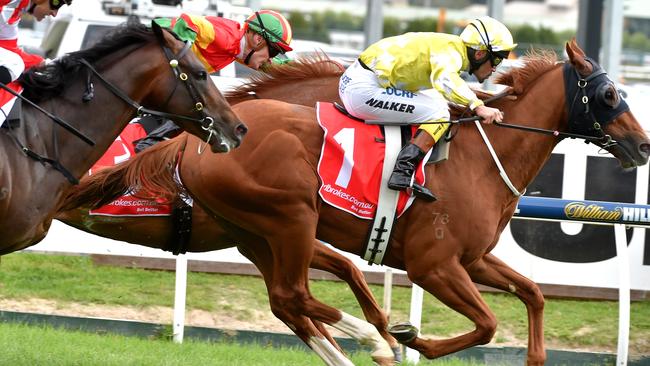 Caulfield Guineas Races, Race 6 Ladbrokes Caulfeild Stakes ridden over 2000 metres, Winner no. 1 Criterion ridden by Michael Walker trained by David Hayes anf Tom Dabernig. 10th of October, Melbourne Australia. Picture: Jay Town