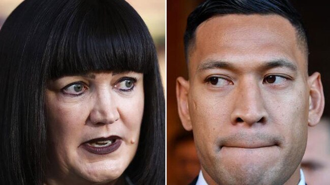 Raelene Castle, left, and Israel Folau, right.