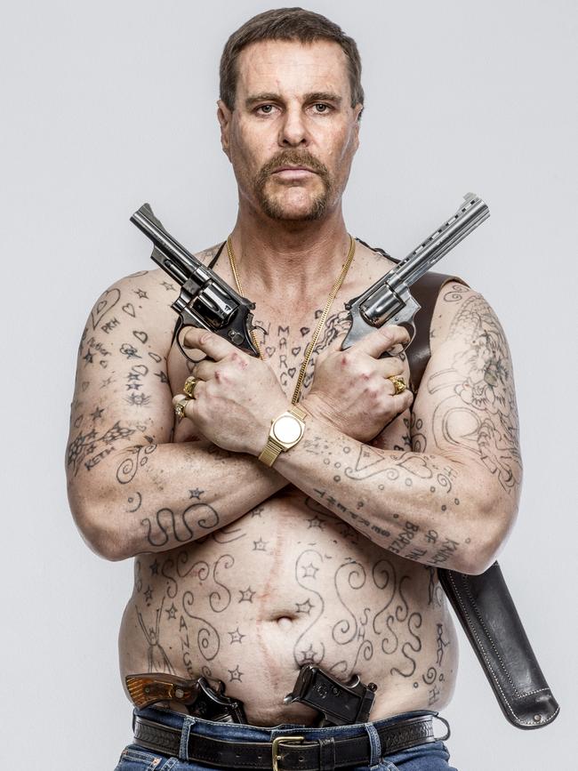 Aaron Jeffery as Mark 'Chopper' Read in Channel Nine's upcoming Underbelly Files: Chopper. Picture: Channel 9