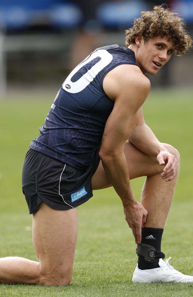 Charlie Curnow’s ankle will be watched all week. Picture: Darrian Traynor/Getty Images