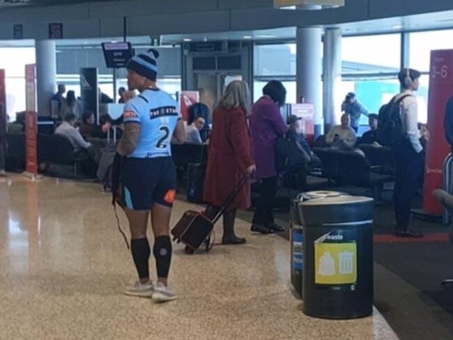 Brian To'o at Brisbane airport the day after Origin III