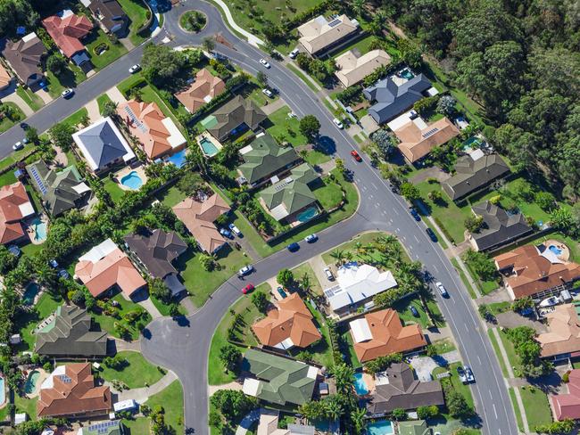 Aerial view of  australian suburban houses