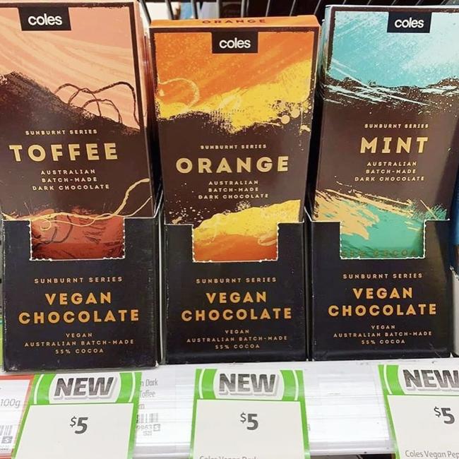 The range of vegan chocolate hit shelves in October last year. Picture: Instagram/Accidentally Vegan.