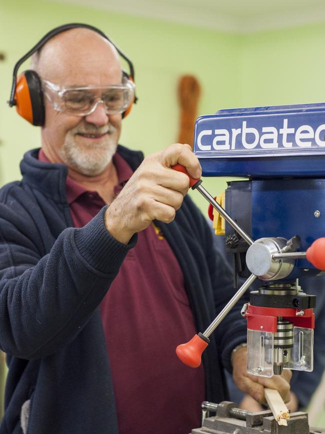 Lynn Fredericks takes part in the activities as part of the Men’s Shed program.