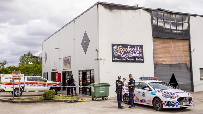 Police at the fire scene last week. Picture: AAP/Richard Walker