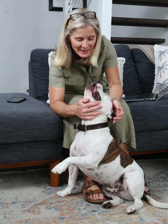 Candice Nable with her pet dog Norman. Picture: Britta Campion/The Australian