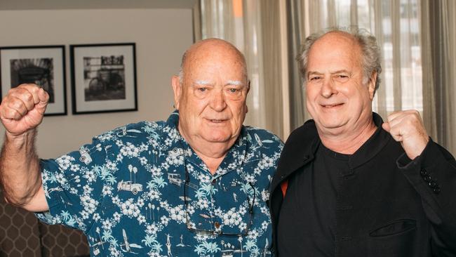 Michael Chugg, left, and Michael Gudinski. Picture: Justin Ma