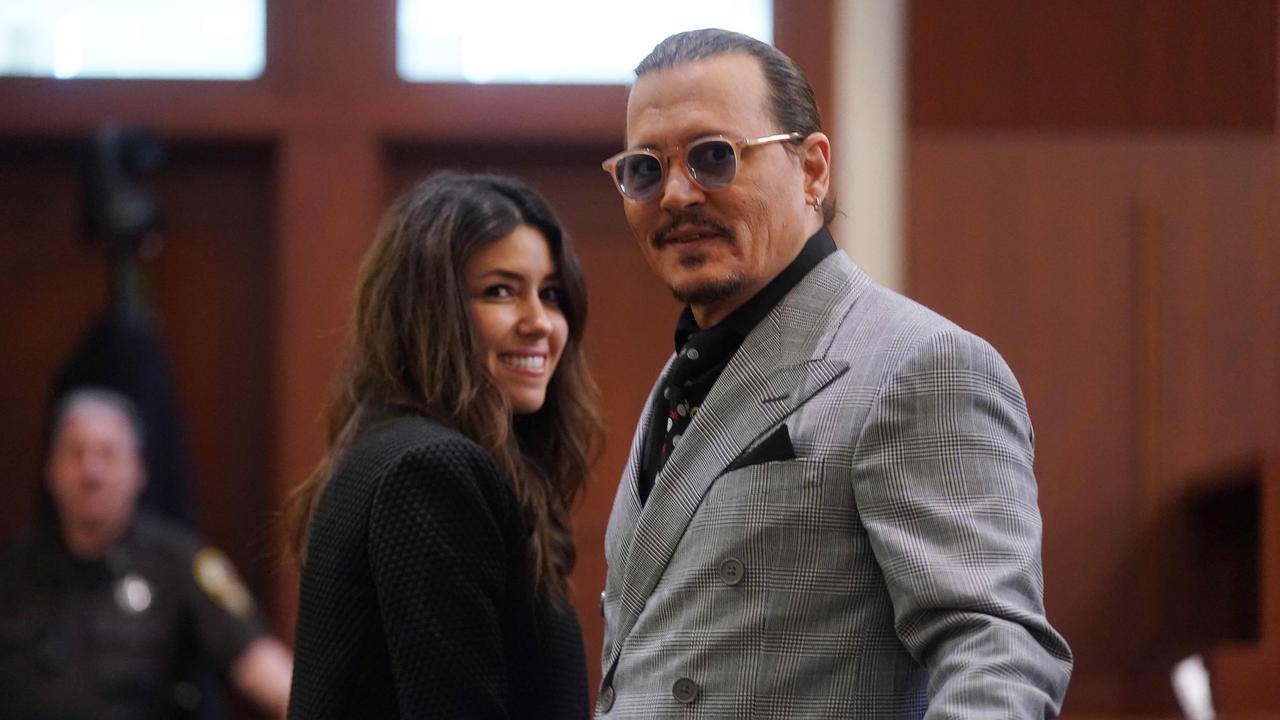 Ms Vasquez in court with her high-profile client, Johnny Depp. Picture: AFP