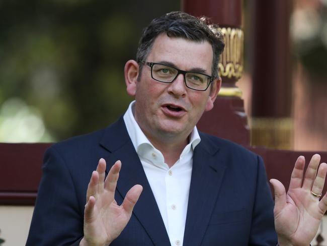 Daniel Andrews says work is being done on plans to allow home inspections to restart. Picture: NCA NewsWire / David Crosling