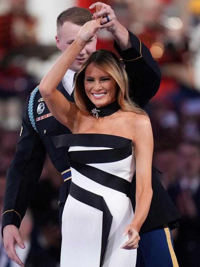 Melania Trump dances at the Commander-in-Chief Ball. Picture: Getty Images