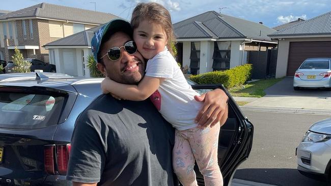 Canterbury Bulldogs player Ava Seumanufagai had to leave his daughter Isla in Sydney before moving to Queensland. Picture: Instagram.